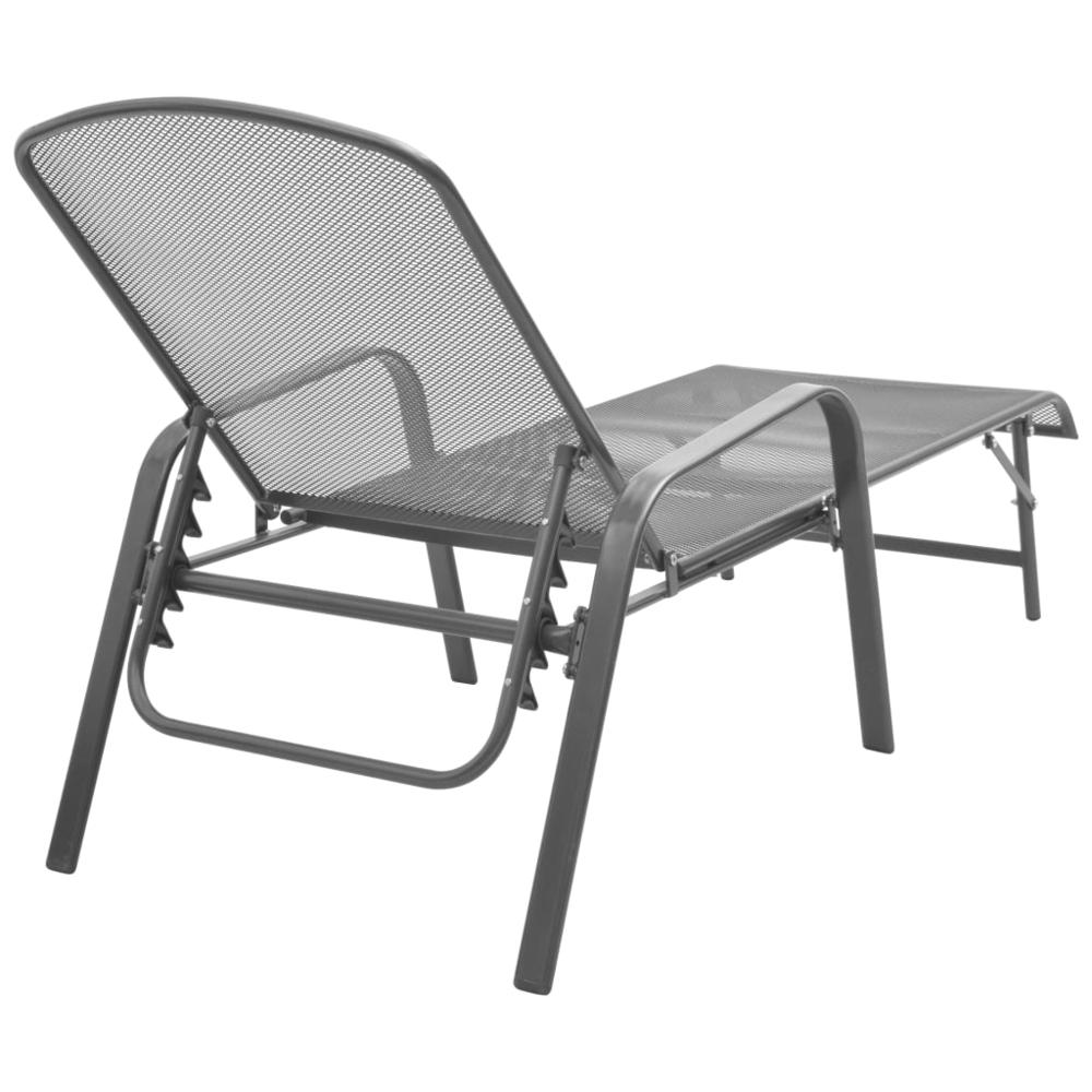 Sun Loungers 2 pcs with Table Steel Anthracite. Picture 4