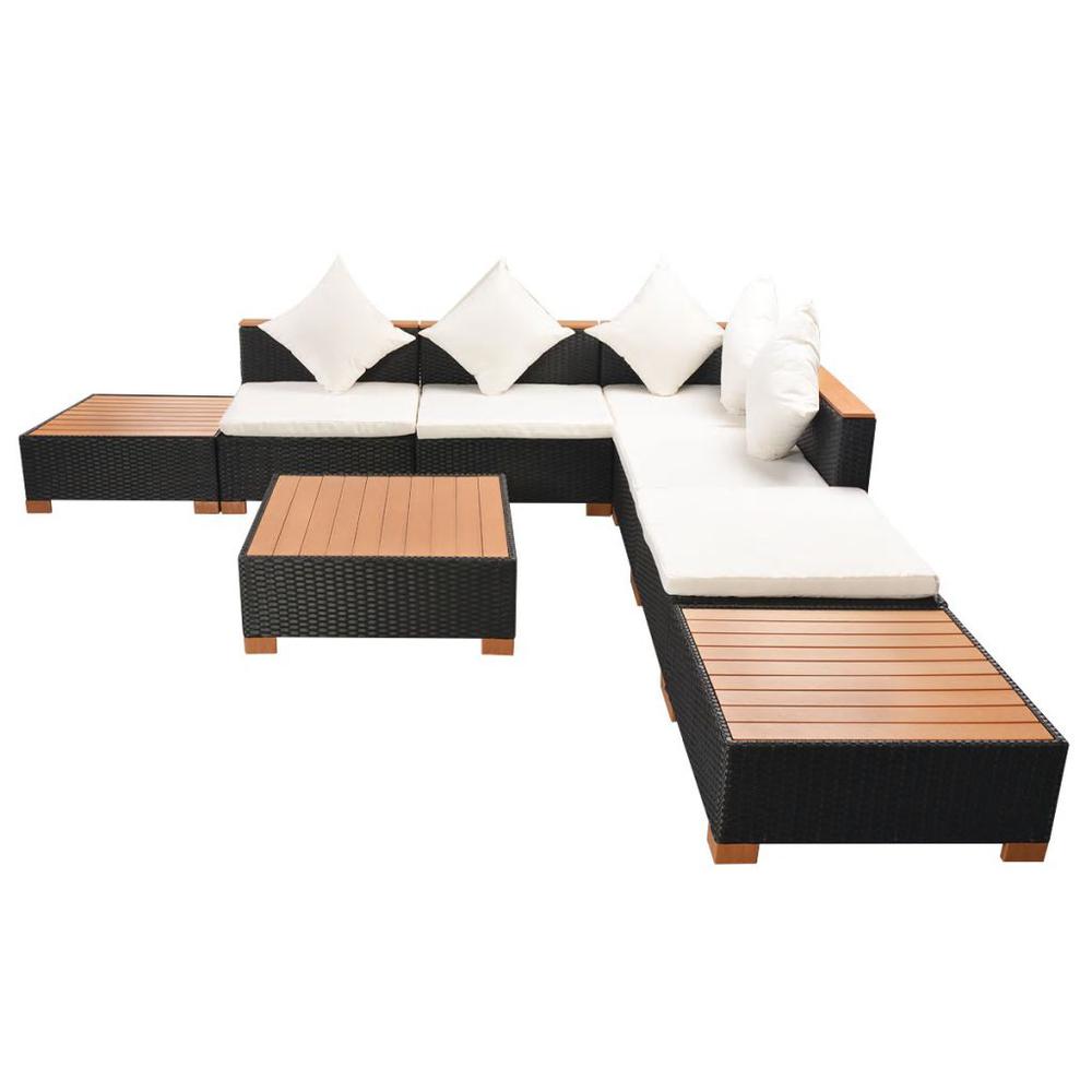 vidaXL 8 Piece Garden Lounge Set with Cushions Poly Rattan Black, 42756. Picture 6
