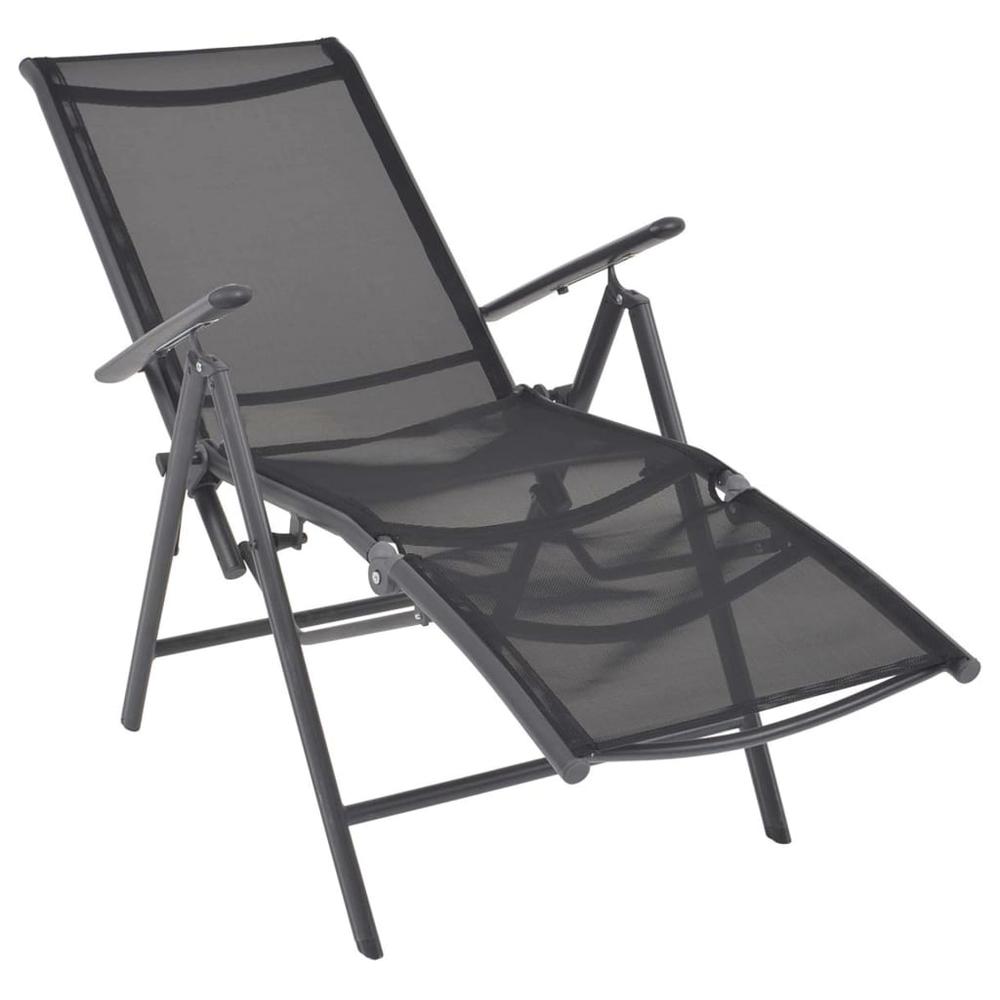 Reclining Deck Chair Aluminum and Textilene Black. Picture 1