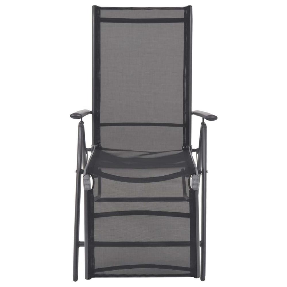 Reclining Deck Chair Aluminum and Textilene Black. Picture 2