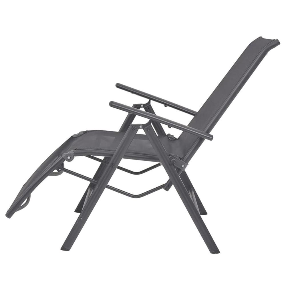 Reclining Deck Chair Aluminum and Textilene Black. Picture 4