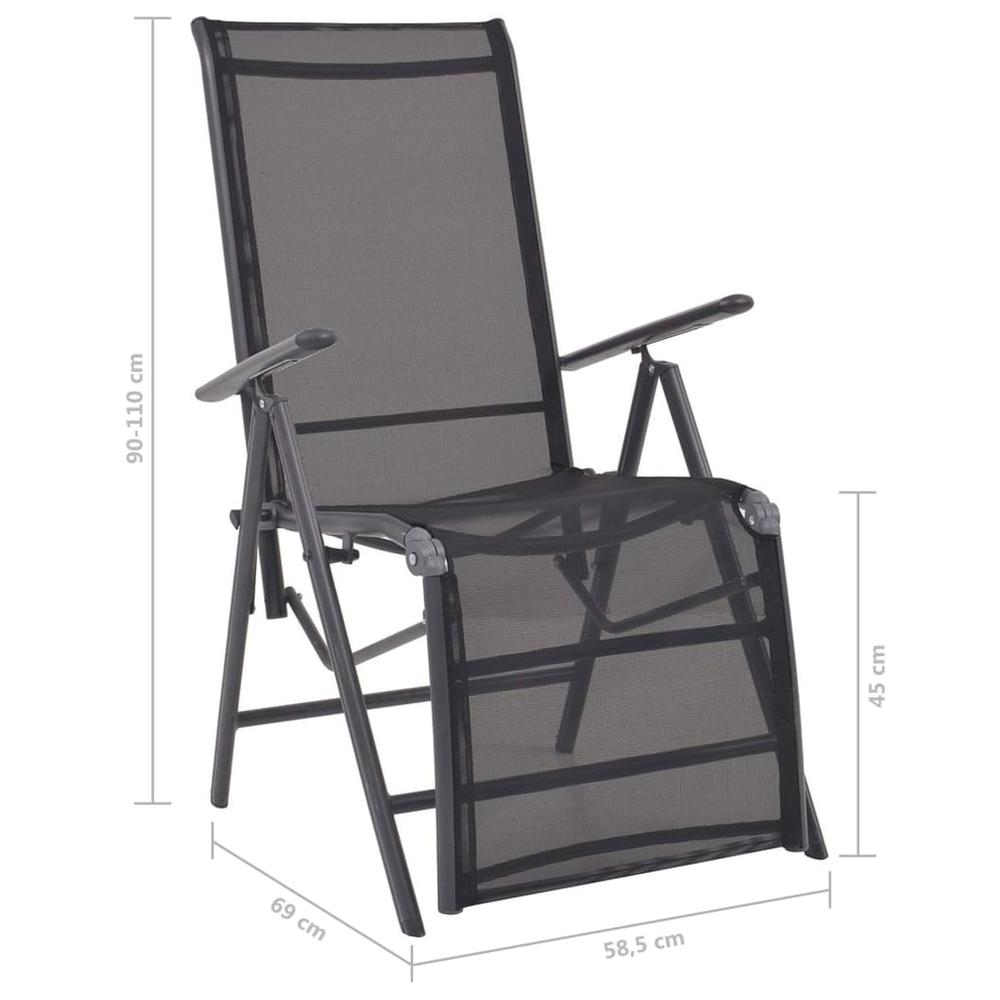 Reclining Deck Chair Aluminum and Textilene Black. Picture 8