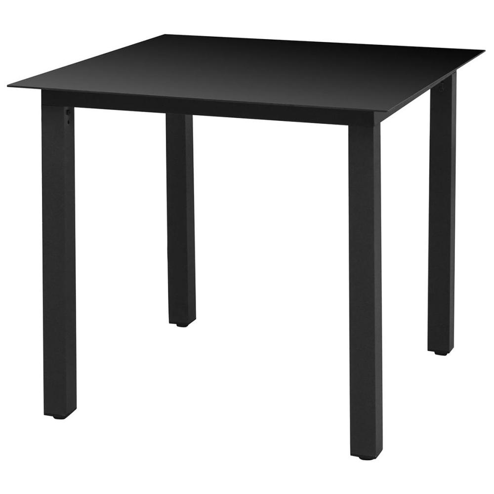 vidaXL Garden Table Black 31.5"x31.5"x29.1" Aluminium and Glass, 42787. Picture 1