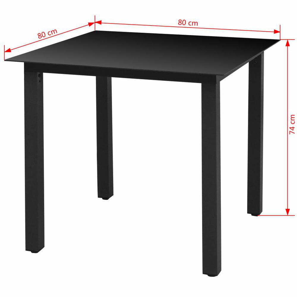 vidaXL Garden Table Black 31.5"x31.5"x29.1" Aluminium and Glass, 42787. Picture 3