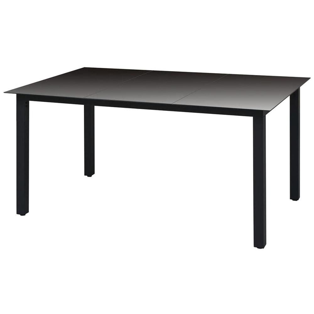 vidaXL Garden Table Black 59.1"x35.4"x29.1" Aluminium and Glass, 42788. Picture 1