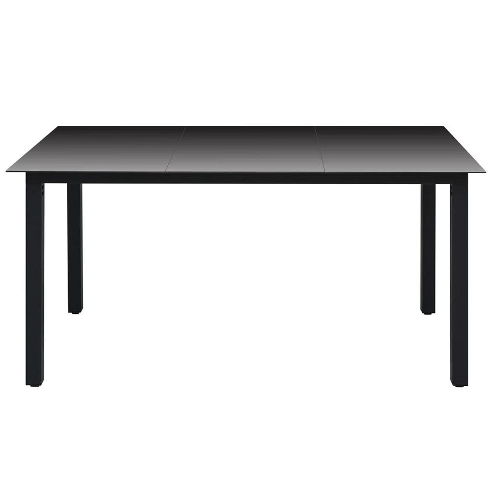 vidaXL Garden Table Black 59.1"x35.4"x29.1" Aluminium and Glass, 42788. Picture 2