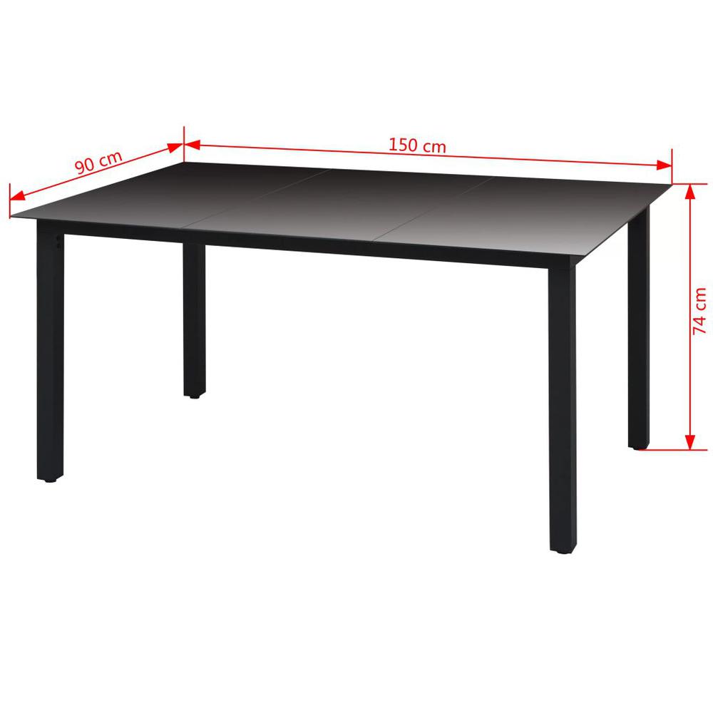 vidaXL Garden Table Black 59.1"x35.4"x29.1" Aluminium and Glass, 42788. Picture 3
