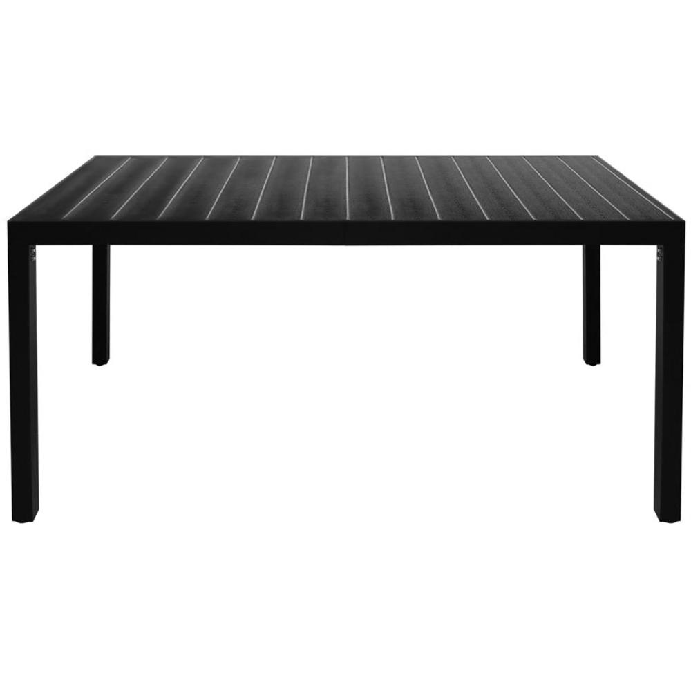 vidaXL Garden Table Black 59.1"x35.4"x29.1" Aluminium and WPC, 42791. Picture 2