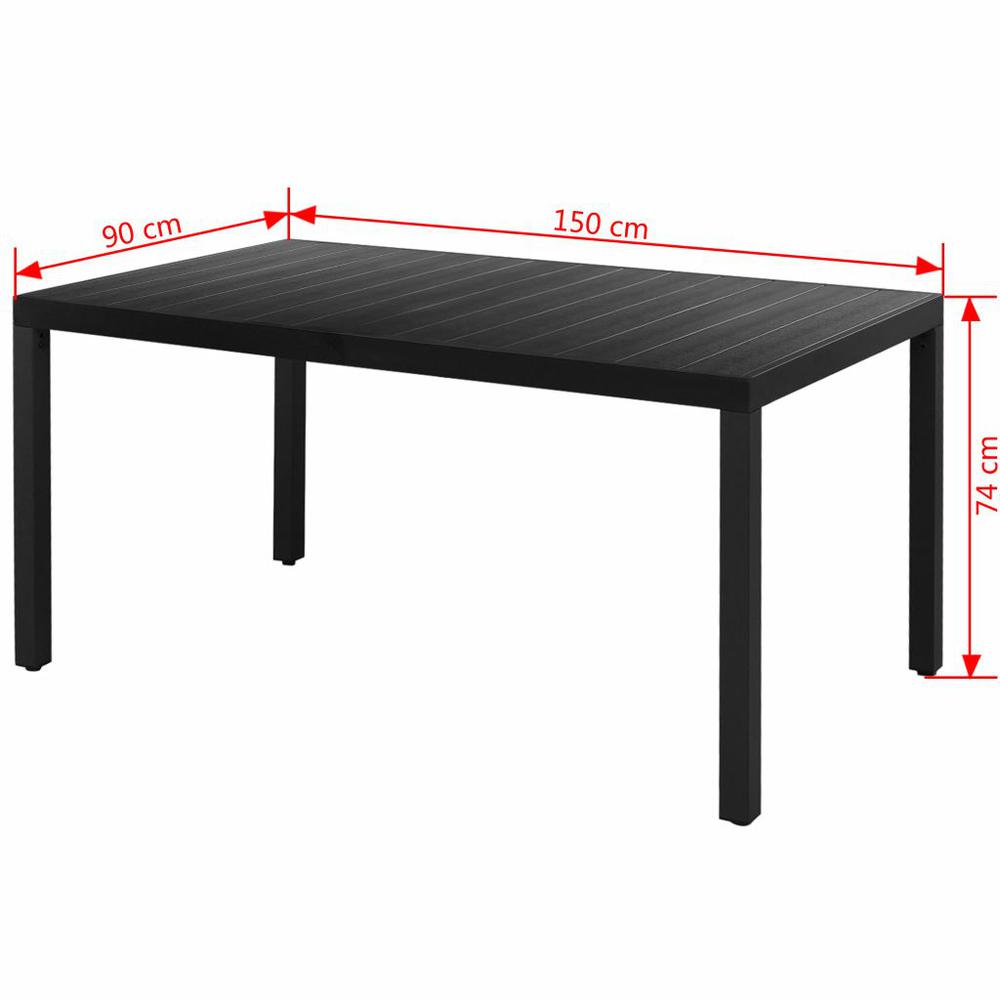 vidaXL Garden Table Black 59.1"x35.4"x29.1" Aluminium and WPC, 42791. Picture 3