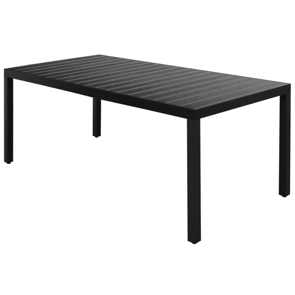 vidaXL Garden Table Black 72.8"x35.4"x29.1" Aluminium and WPC, 42792. Picture 1