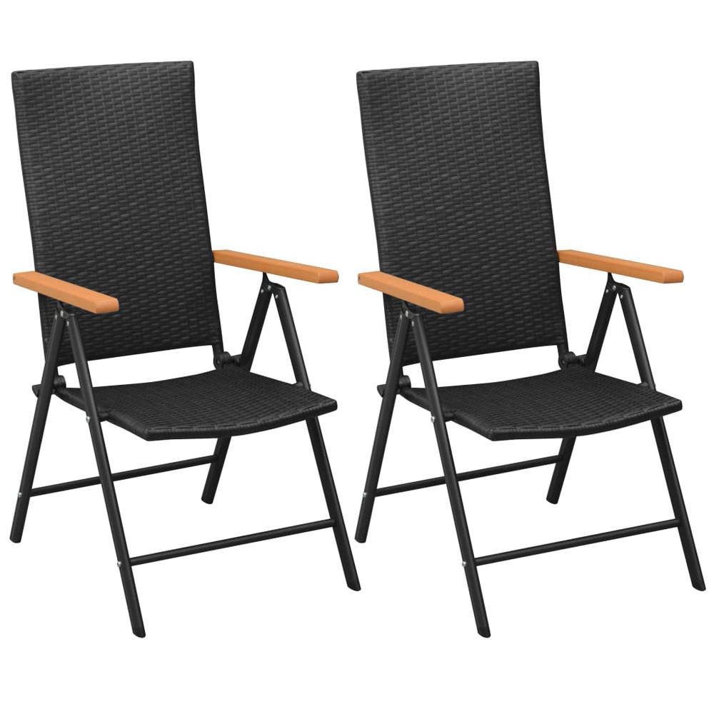 vidaXL Stackable Garden Chairs 2 pcs Poly Rattan Black, 42798. Picture 1