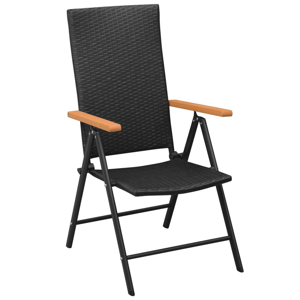 vidaXL Stackable Garden Chairs 2 pcs Poly Rattan Black, 42798. Picture 2