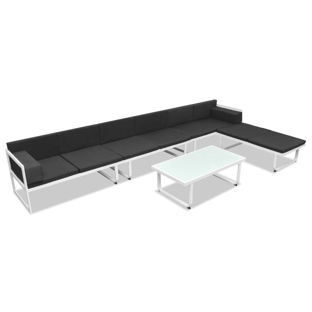 vidaXL 5 Piece Garden Lounge Set Textilene Aluminium Black, 42814. Picture 2
