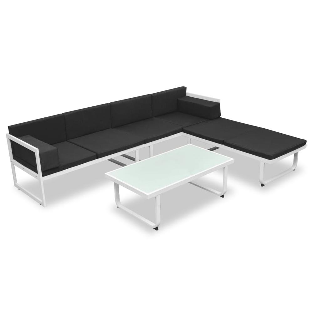 vidaXL 4 Piece Garden Lounge Set with Cushions Aluminium Black, 42815. Picture 2