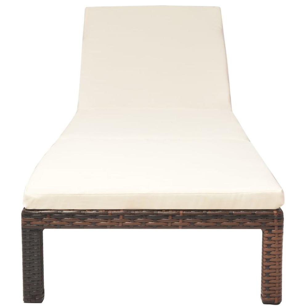 vidaXL Sun Lounger with Cushion Poly Rattan Brown, 42845. Picture 2