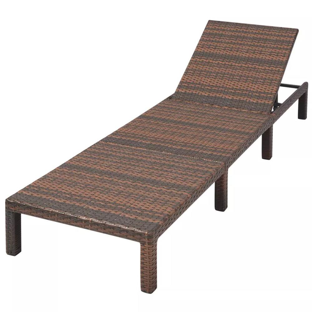 vidaXL Sun Lounger with Cushion Poly Rattan Brown, 42845. Picture 5