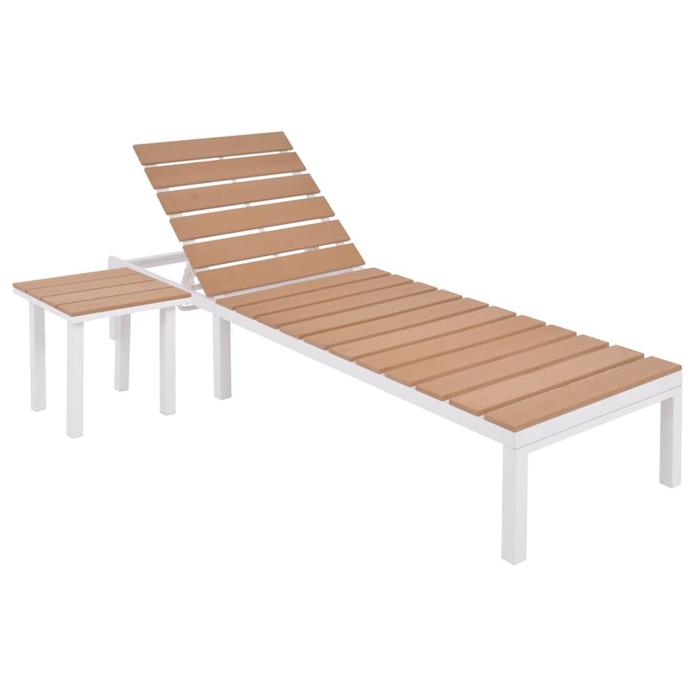 vidaXL Sun Lounger with Table Aluminium WPC and Brown, 42869. Picture 1