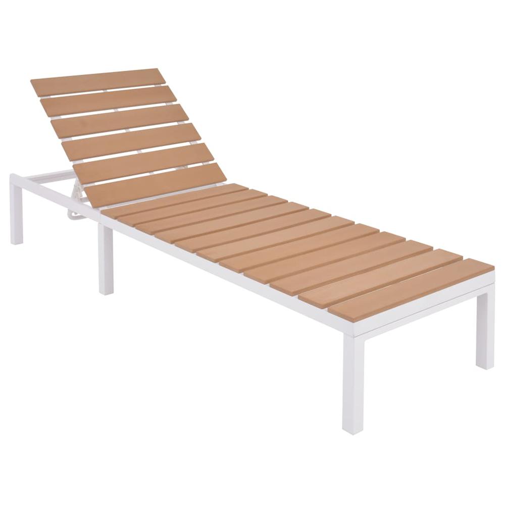 vidaXL Sun Lounger with Table Aluminium WPC and Brown, 42869. Picture 5