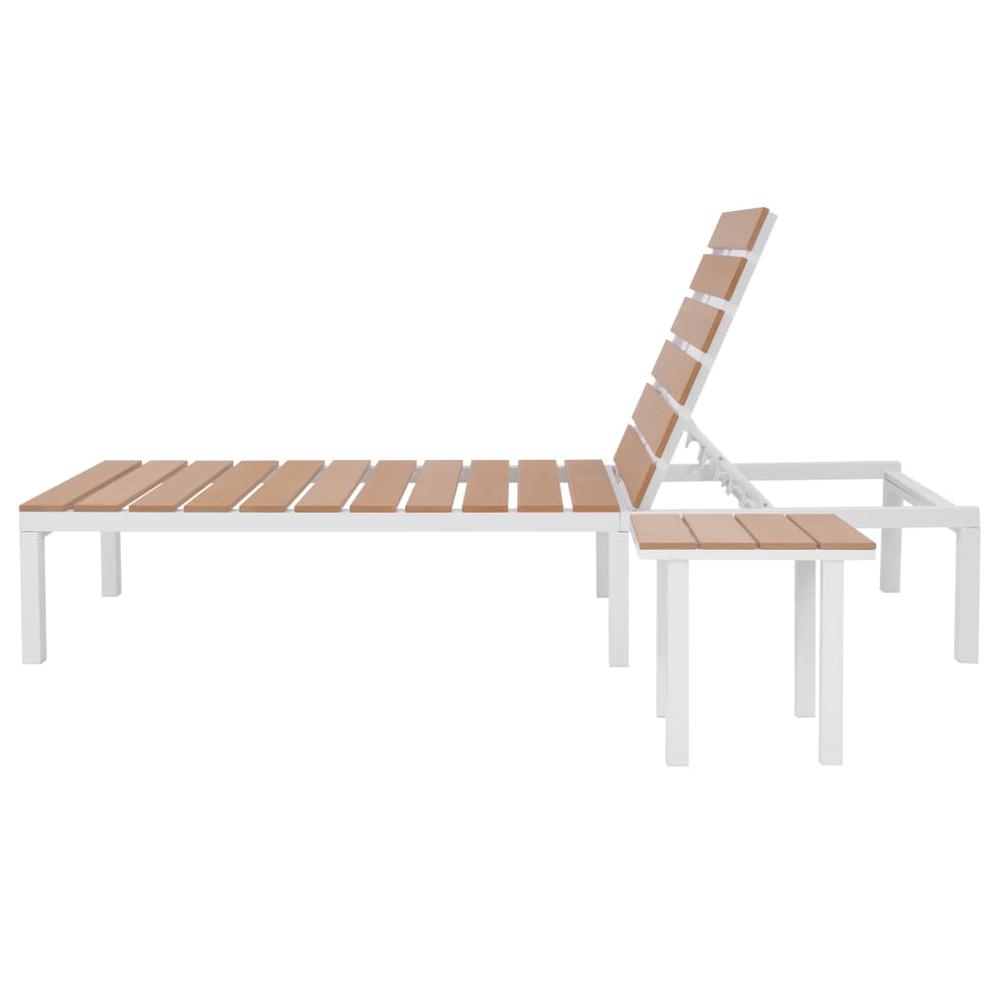vidaXL Sun Lounger with Table Aluminium WPC and Brown, 42869. Picture 7