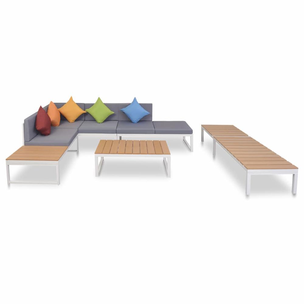 vidaXL 5 Piece Garden Lounge Set with Cushions Aluminium and WPC, 42870. Picture 1