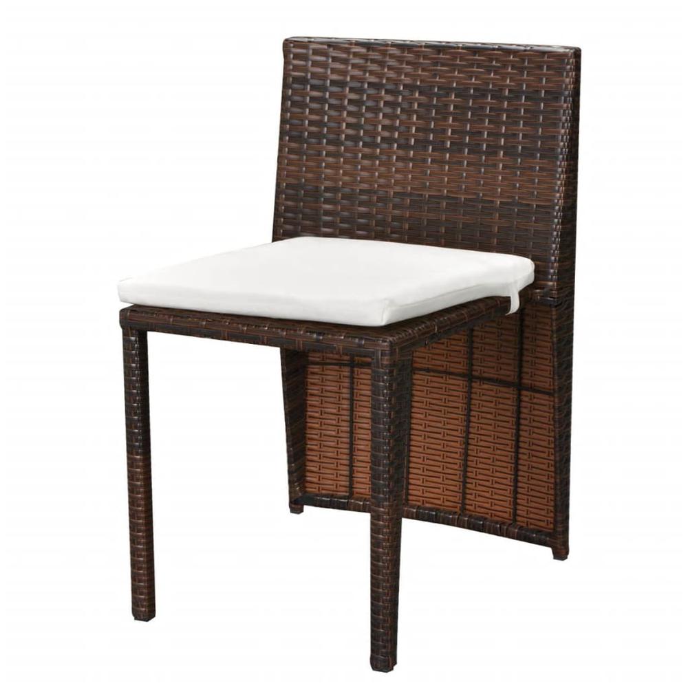 vidaXL 3 Piece Bistro Set with Cushions Poly Rattan Brown. Picture 7