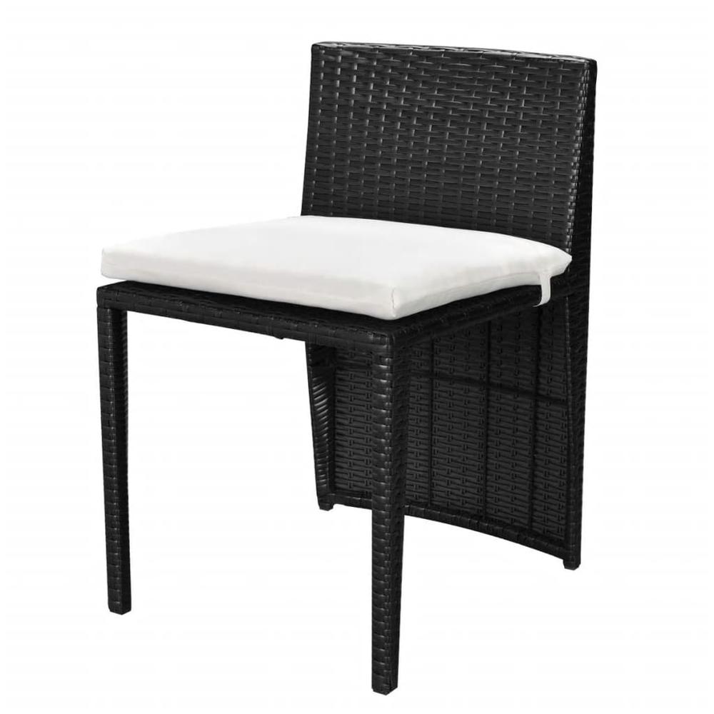 vidaXL 3 Piece Bistro Set with Cushions Poly Rattan Black. Picture 6