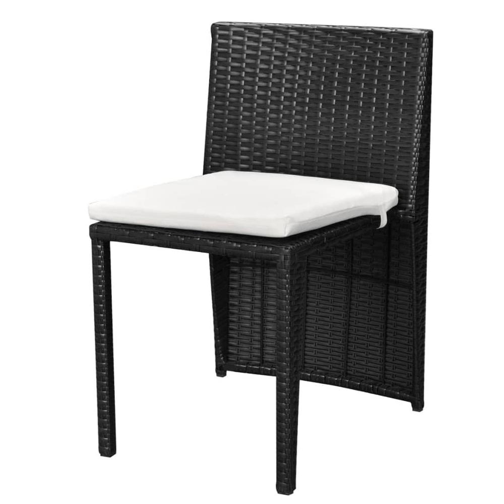 vidaXL 3 Piece Bistro Set with Cushions Poly Rattan Black. Picture 7