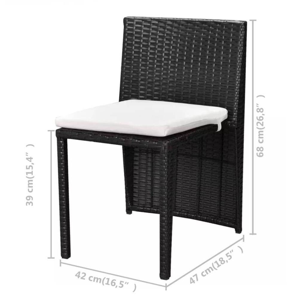 vidaXL 3 Piece Bistro Set with Cushions Poly Rattan Black. Picture 8