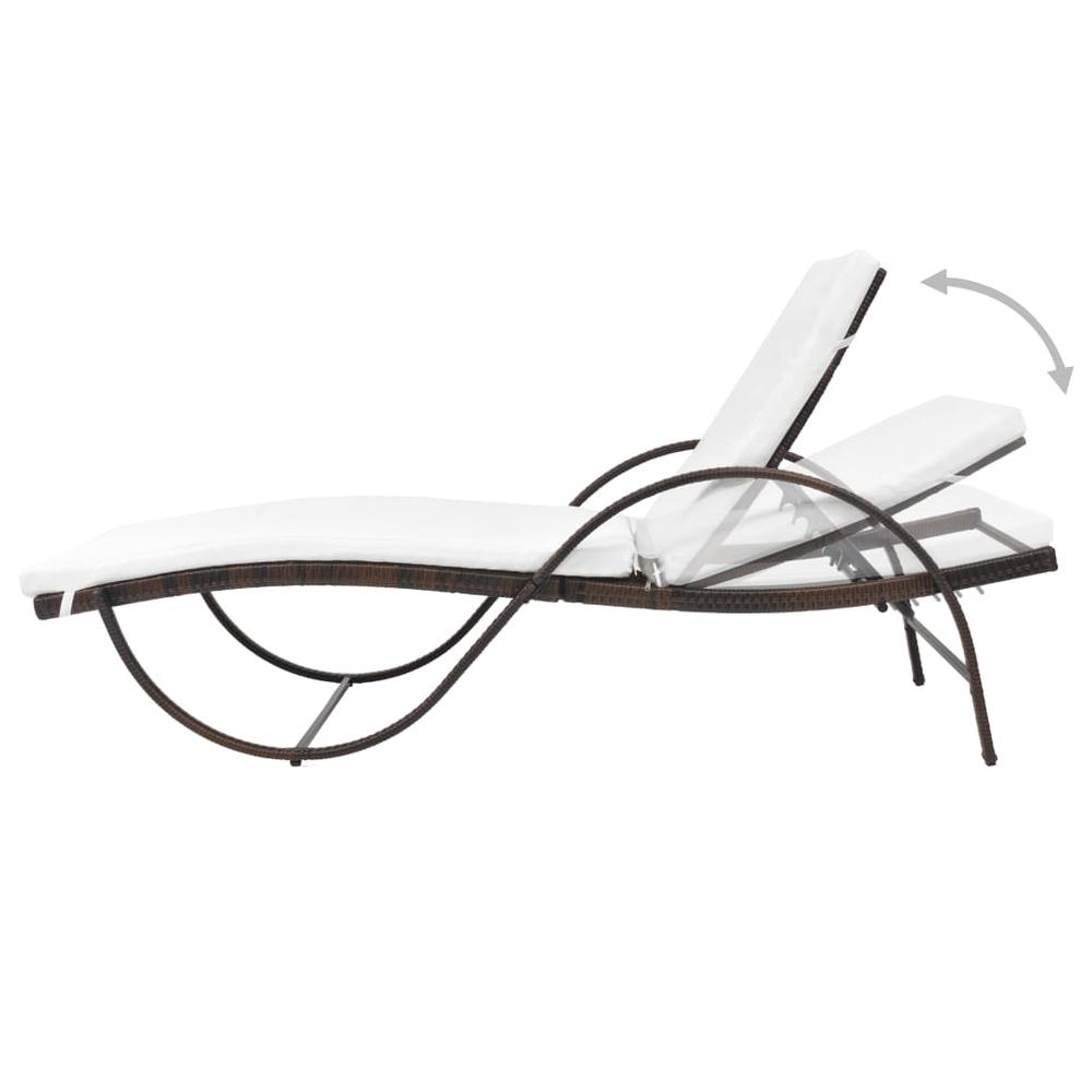 vidaXL Sun Lounger with Cushion Poly Rattan Brown, 42883. Picture 4