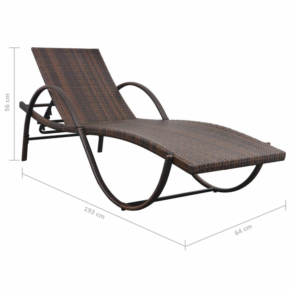 vidaXL Sun Lounger with Cushion Poly Rattan Brown, 42883. Picture 7