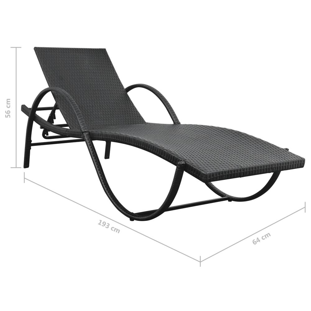 vidaXL Sun Lounger with Cushion Poly Rattan Black, 42884. Picture 7