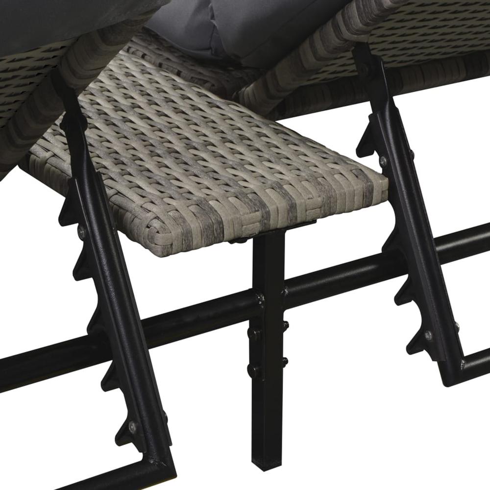 vidaXL Double Sun Lounger with Cushion Poly Rattan Gray, 42888. Picture 4