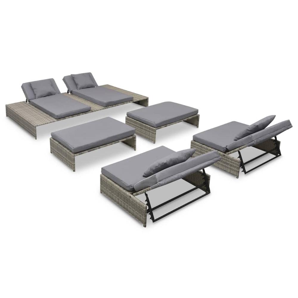 vidaXL Outdoor Lounge Set 15 Pieces Poly Rattan Gray, 42889. Picture 1