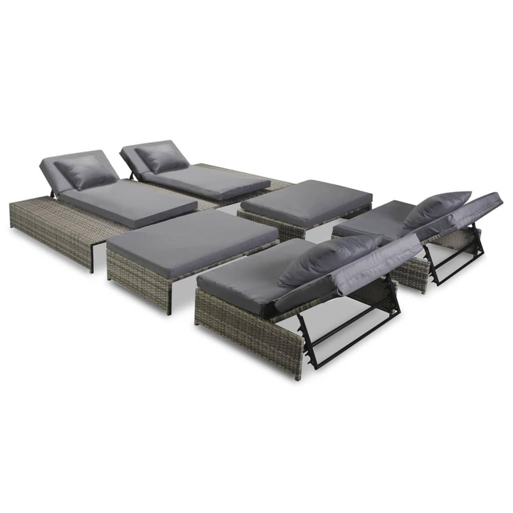 vidaXL Outdoor Lounge Set 15 Pieces Poly Rattan Gray, 42889. Picture 2