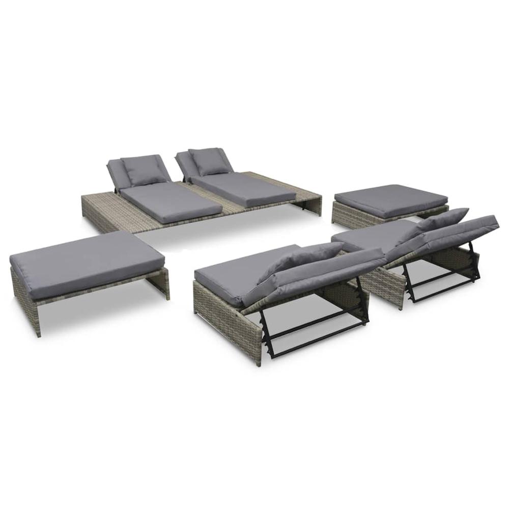 vidaXL Outdoor Lounge Set 15 Pieces Poly Rattan Gray, 42889. Picture 3