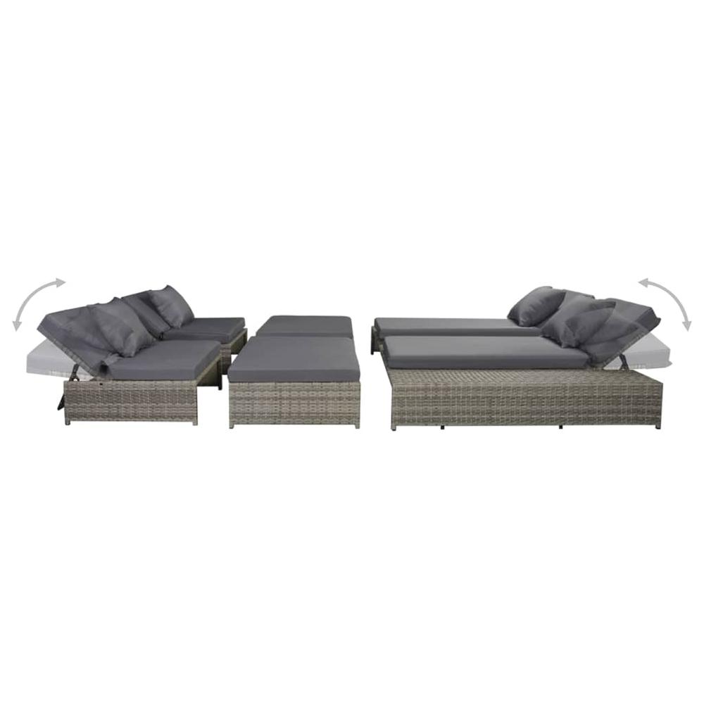 vidaXL Outdoor Lounge Set 15 Pieces Poly Rattan Gray, 42889. Picture 4