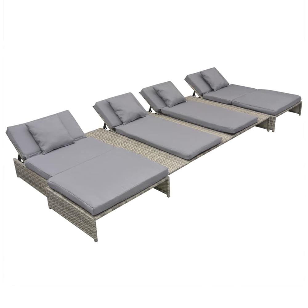 vidaXL Outdoor Lounge Set 15 Pieces Poly Rattan Gray, 42889. Picture 5