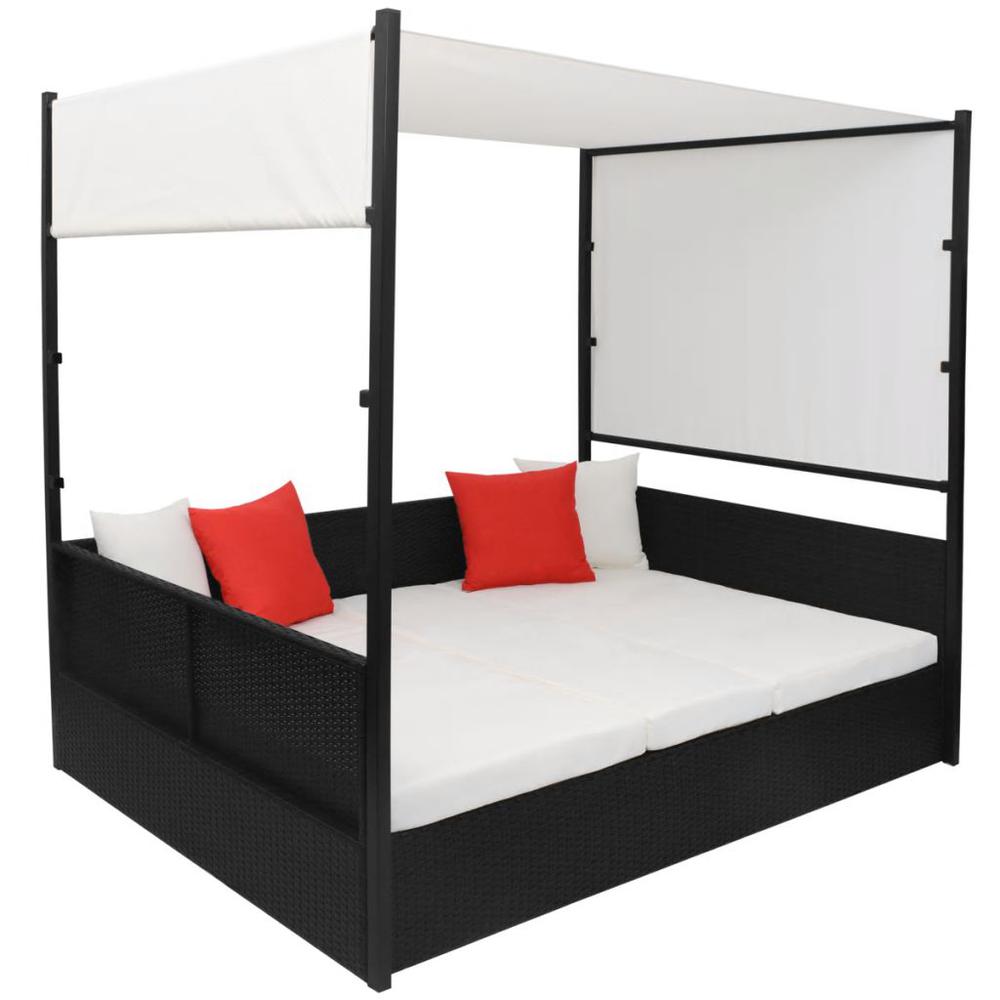 vidaXL Garden Bed with Canopy Black 74.8"x51.2" Poly Rattan, 42901. Picture 3