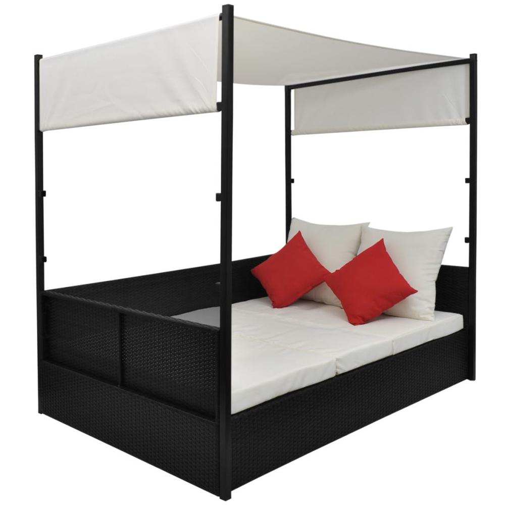 vidaXL Garden Bed with Canopy Black 74.8"x51.2" Poly Rattan, 42901. Picture 4