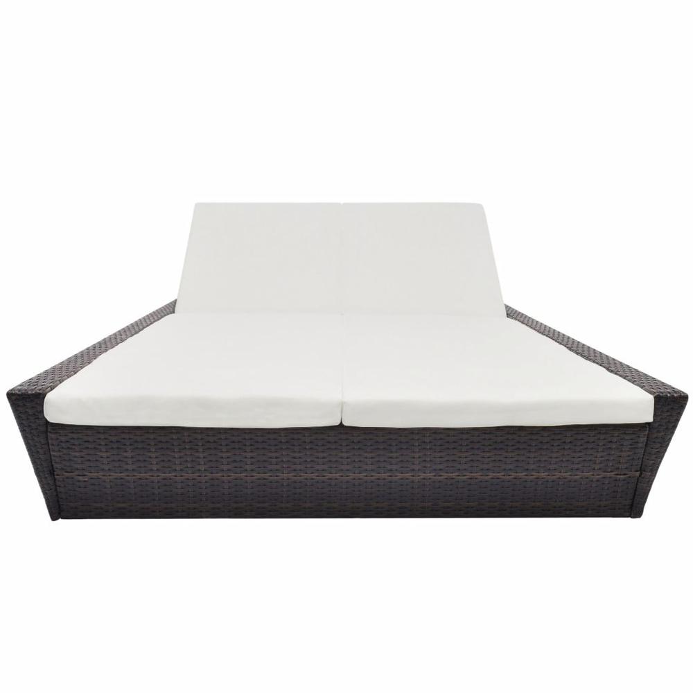 vidaXL Outdoor Lounge Bed with Cushion Poly Rattan Brown, 42902. Picture 2