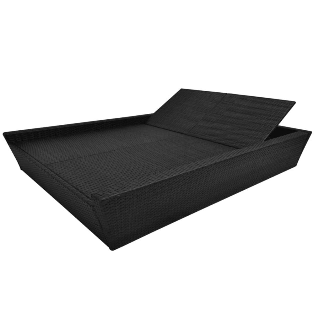 vidaXL Outdoor Lounge Bed with Cushion Poly Rattan Black, 42903. Picture 5