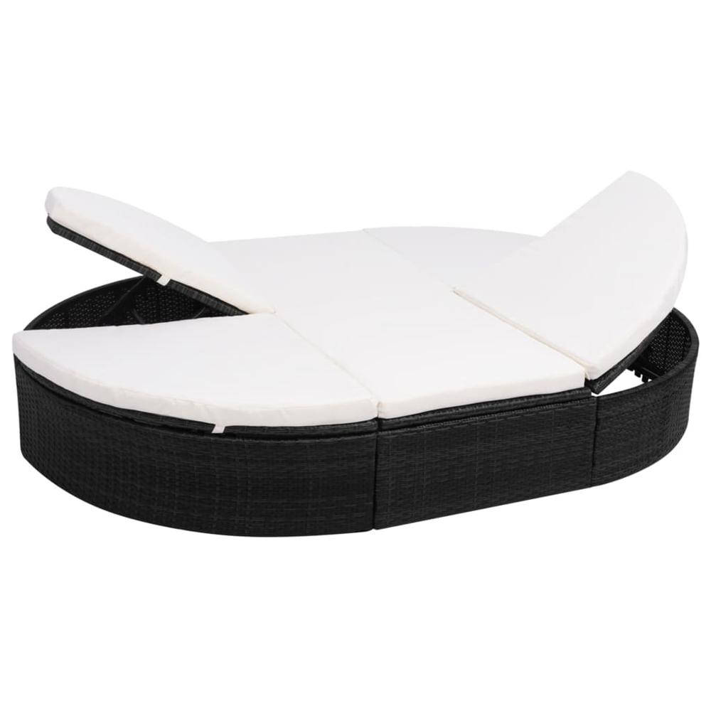 vidaXL Outdoor Lounge Bed with Cushion Poly Rattan Black, 42940. Picture 1