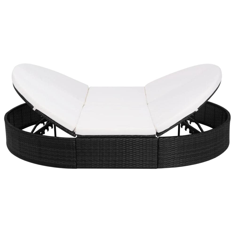 vidaXL Outdoor Lounge Bed with Cushion Poly Rattan Black, 42940. Picture 2