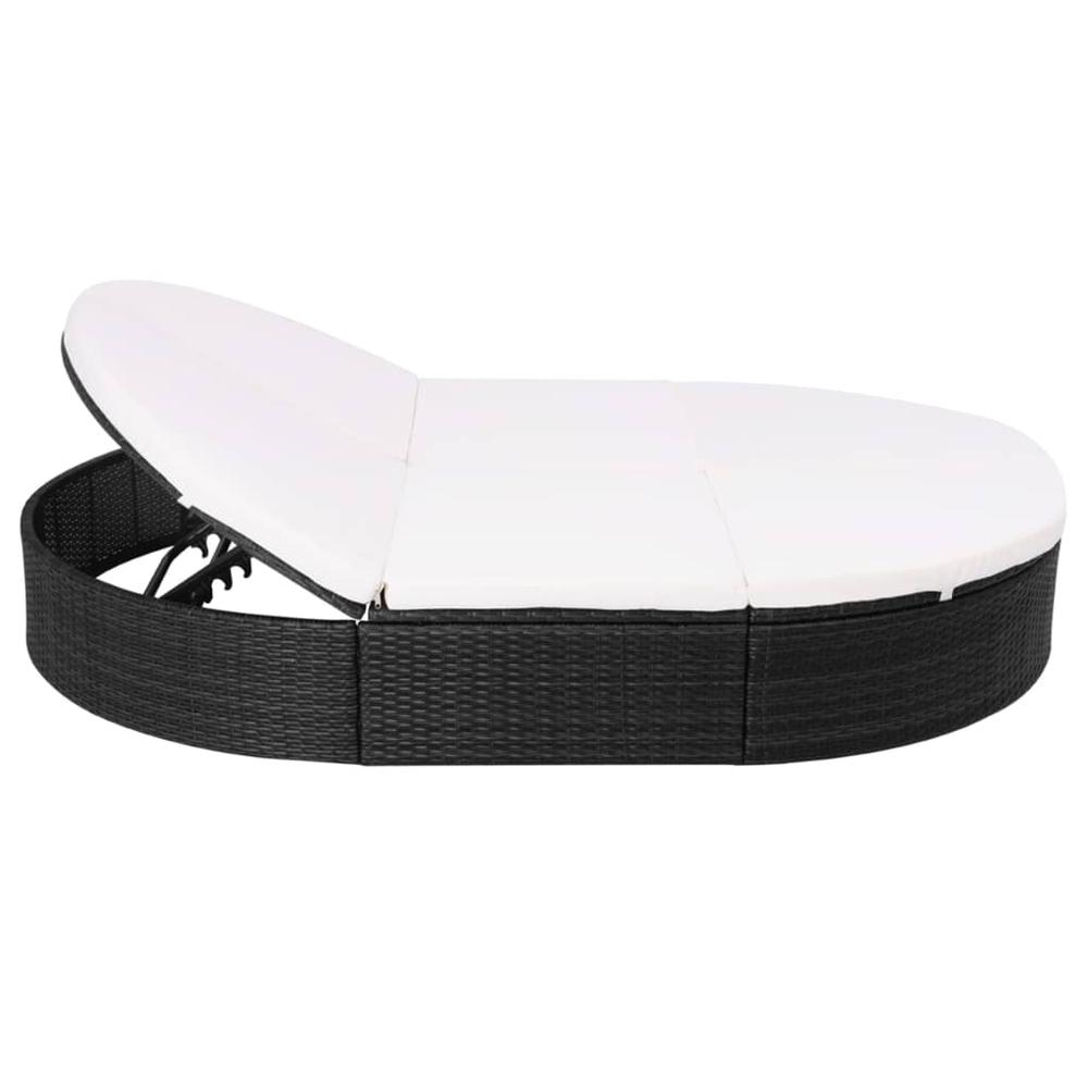 vidaXL Outdoor Lounge Bed with Cushion Poly Rattan Black, 42940. Picture 4