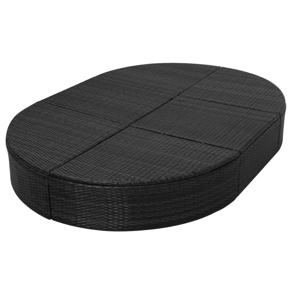 vidaXL Outdoor Lounge Bed with Cushion Poly Rattan Black, 42940. Picture 6