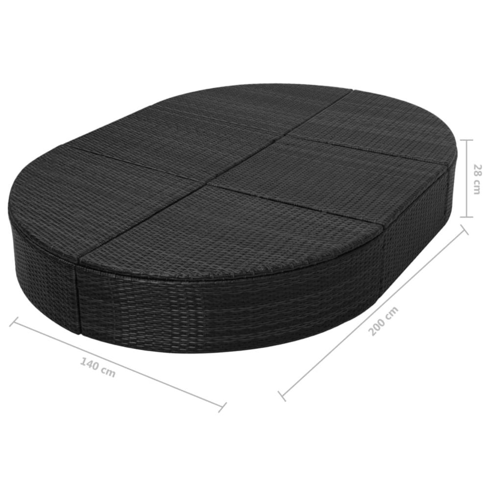vidaXL Outdoor Lounge Bed with Cushion Poly Rattan Black, 42940. Picture 7