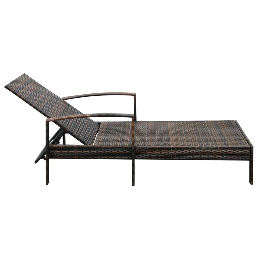 vidaXL Sun Lounger with Cushion Poly Rattan Brown, 42941. Picture 6