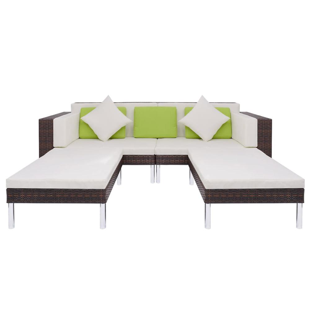 vidaXL 4 Piece Garden Lounge Set with Cushions Poly Rattan Brown, 42943. Picture 7