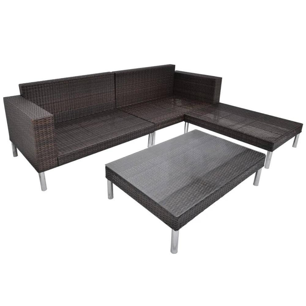 vidaXL 4 Piece Garden Lounge Set with Cushions Poly Rattan Brown, 42943. Picture 8