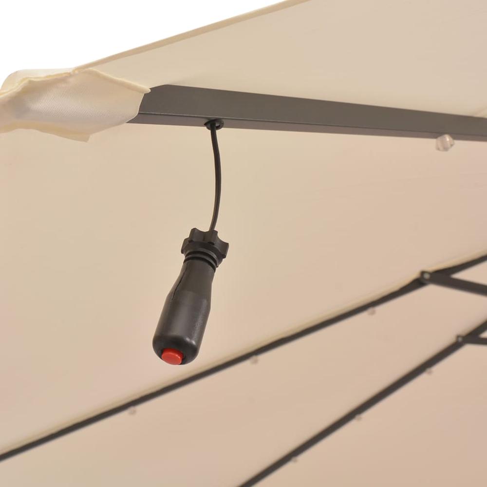 vidaXL Hanging Parasol with LED Lighting 118.1" Sand Metal Pole. Picture 8